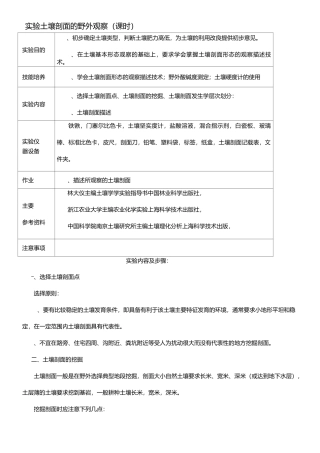 土壤学实验--土壤剖面的野外观察