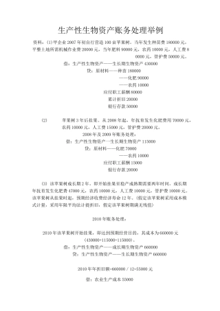 生产性生物资产账务处理举例