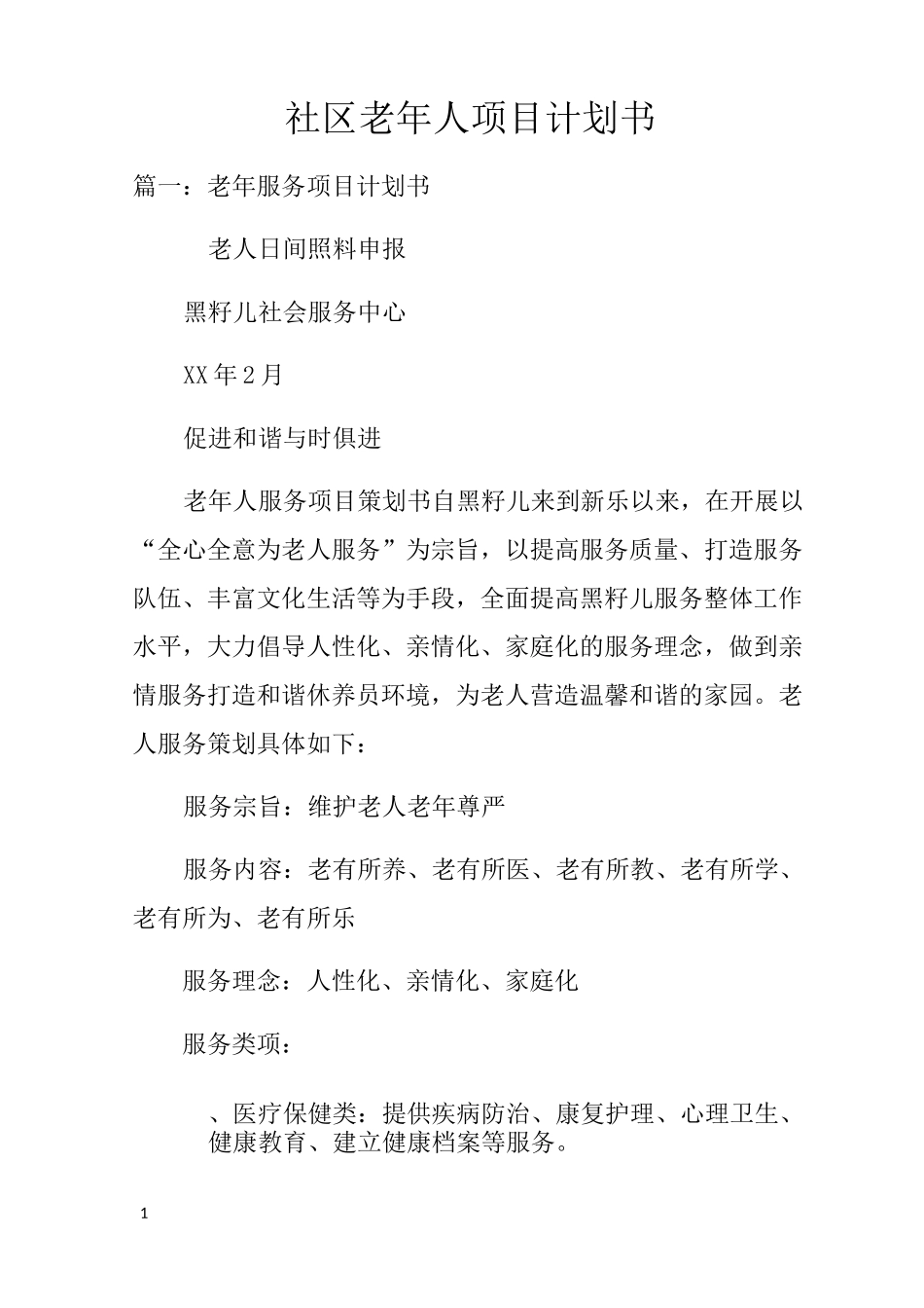 社区老年人项目计划书_第1页