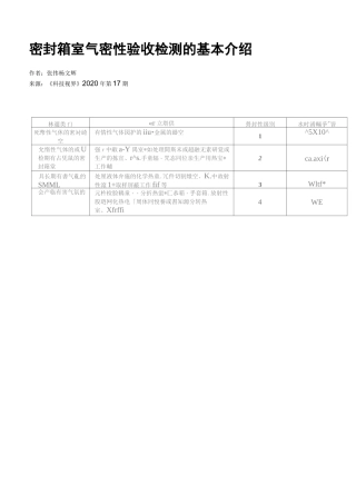 密封箱室气密性验收检测的基本介绍