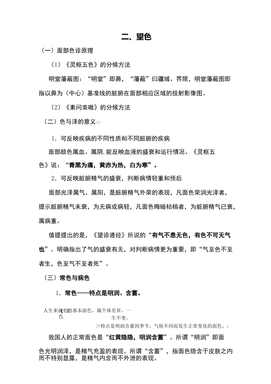 望色面部色诊原理灵枢·五色的分候方法明堂藩蔽图_第1页