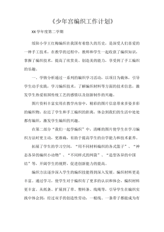 《少年宫编织工作计划》
