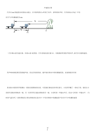 人教版八年级上册物理专题专练：声速的计算