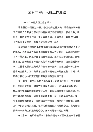 审计人员工作总结
