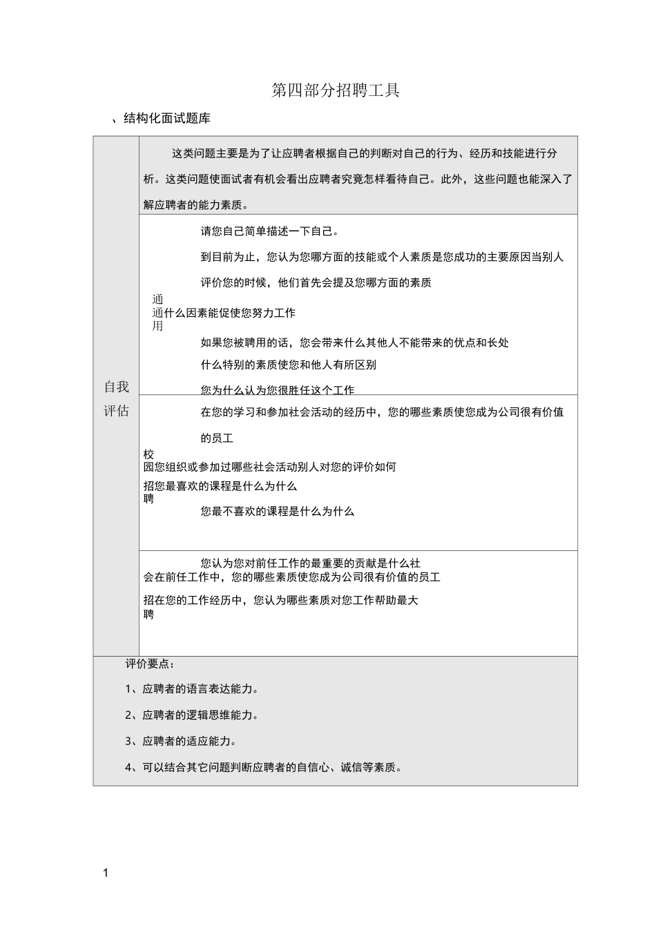 结构化面试题库通用_第1页