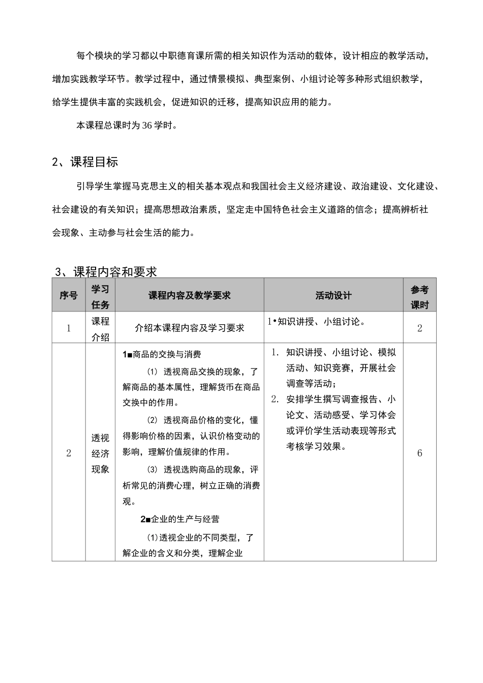 中职经济政治与社会课程标准_第3页