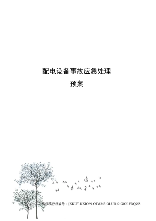 配电设备事故应急处理预案