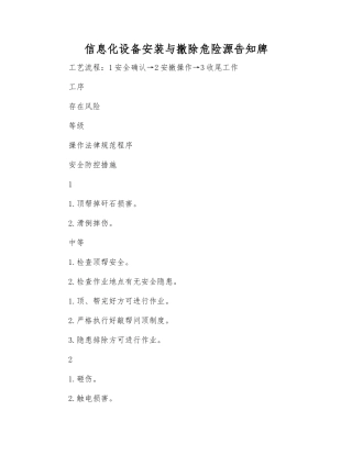 信息化设备安装与撤除危险源告知牌