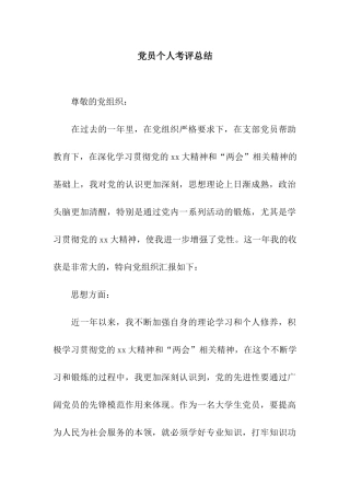 党员个人考评总结