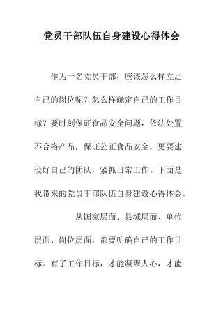 党员干部队伍自身建设心得体会