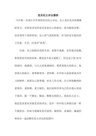党员民主评议感悟