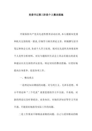 党委书记第三阶段个人整改措施