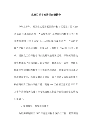 党建目标考核责任自查报告