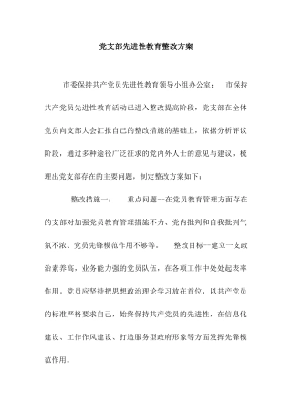 党支部先进性教育整改方案