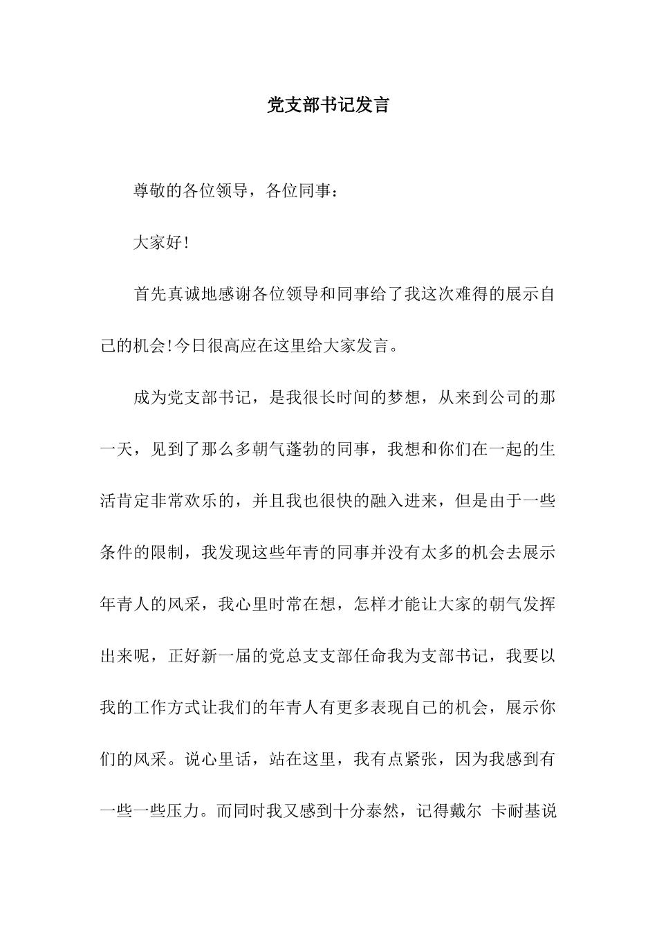 党支部书记发言_第1页