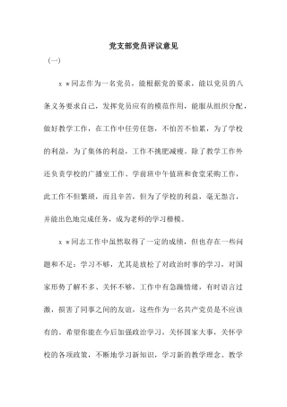 党支部党员评议意见