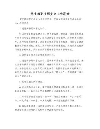 党支部副书记安全工作职责