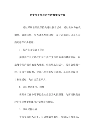 党支部干部先进性教育整改方案