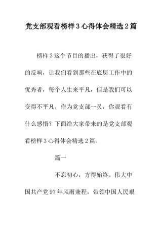 党支部观看榜样3心得体会精选2篇