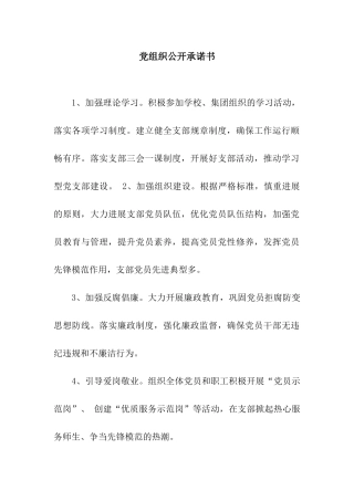 党组织公开承诺书