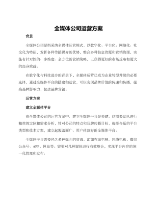 全媒体公司运营方案