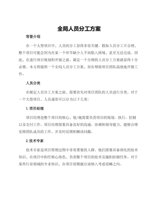 全局人员分工方案