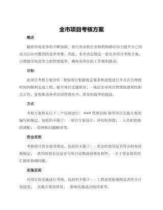 全市项目考核方案