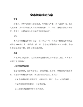 全市领导植树方案