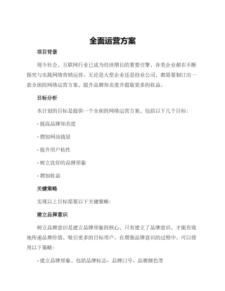 全面运营方案