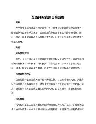 全面风险管理自查方案