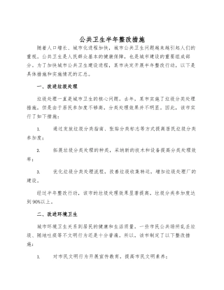 公共卫生半年整改措施