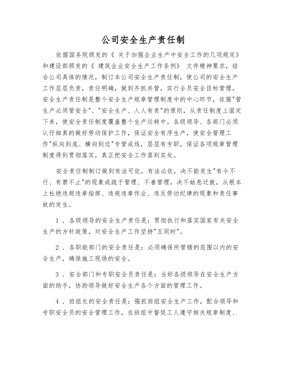 公司安全生产责任制_第1页