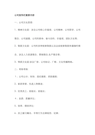 公司宣传栏主要内容