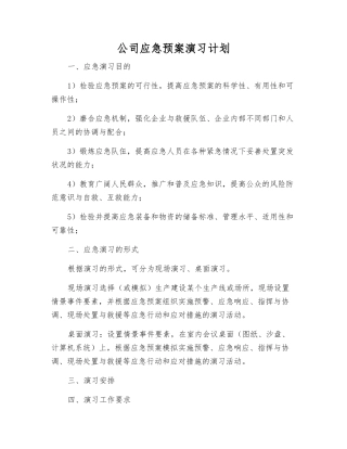 公司应急预案演练计划