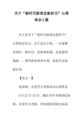 关于“新时代新理念新担当”心得体会2篇