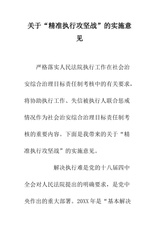 关于“精准执行攻坚战”的实施意见