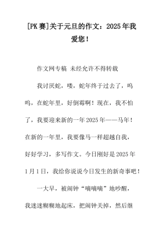 关于元旦的作文2025年我爱您!