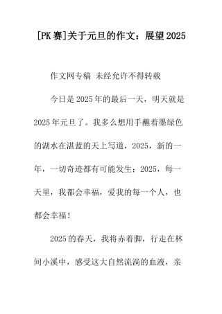 关于元旦的作文展望2025