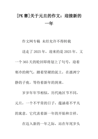 关于元旦的作文迎接新的一年