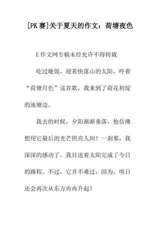 关于夏天的作文荷塘夜色