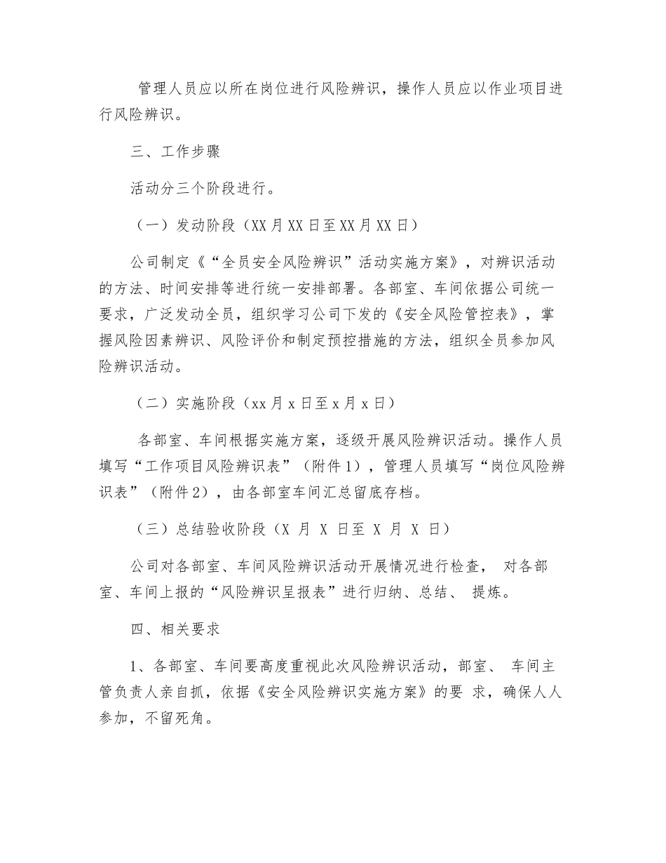 关于开展岗位风险辨识活动实施方案_第3页