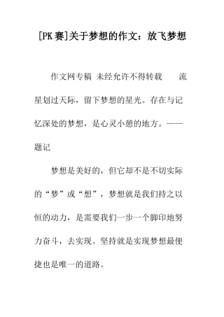 关于梦想的作文放飞梦想-2