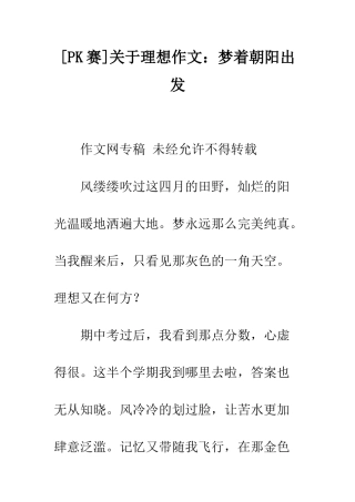 关于理想作文梦着朝阳出发