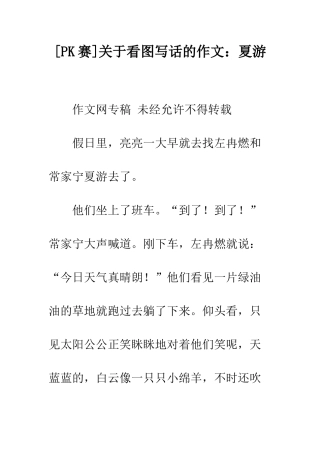关于看图写话的作文夏游