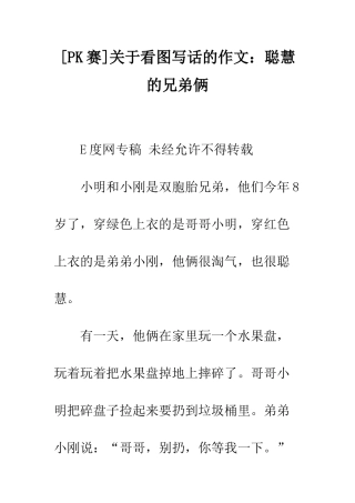 关于看图写话的作文聪明的兄弟俩