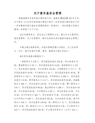 关于窨井盖安全管理