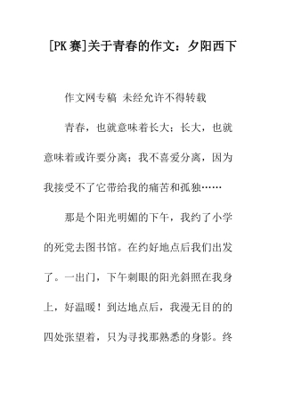 关于青春的作文夕阳西下