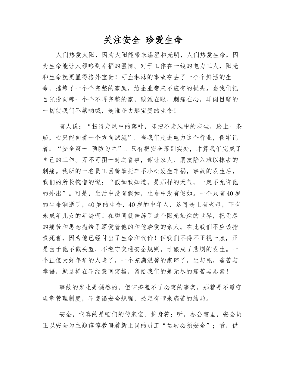 关注安全-珍爱生命_第1页