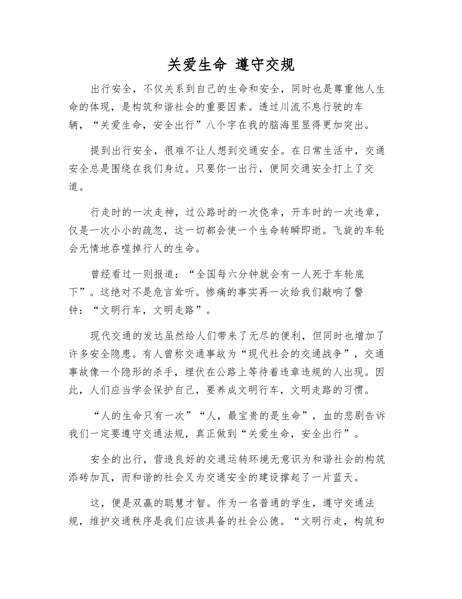 关爱生命-遵守交规_第1页