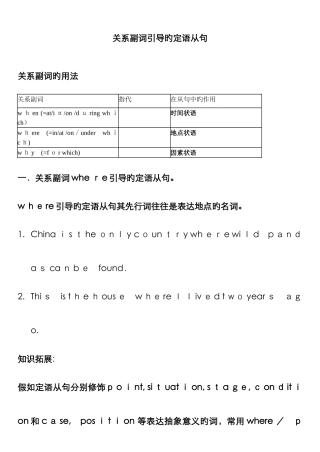 关系副词引导的定语从句